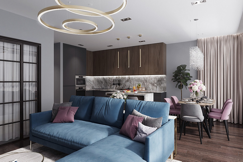 Дизайн кухни-гостиной с современном стиле