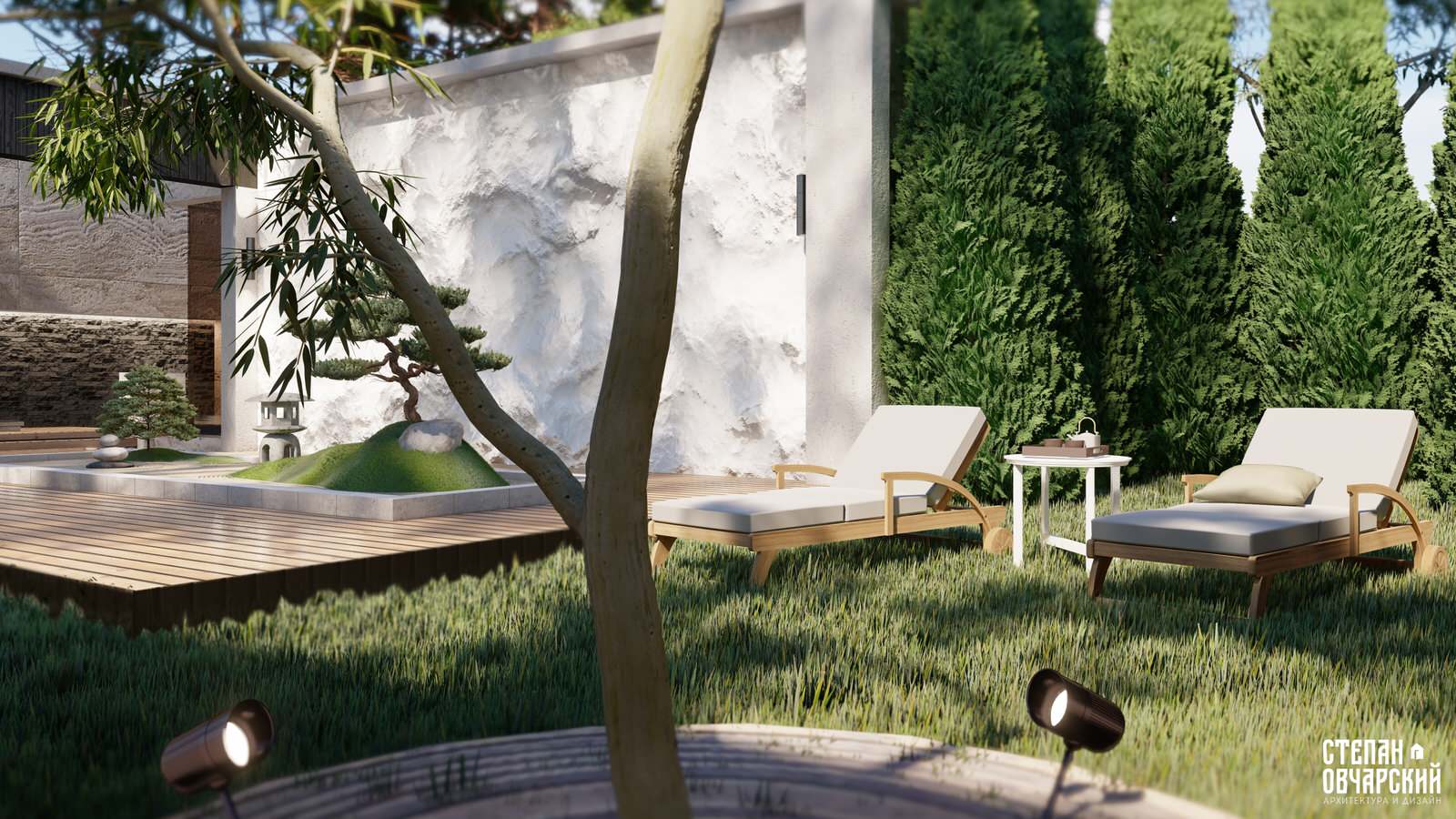 Каменный сад. Вид на зону отдыха.