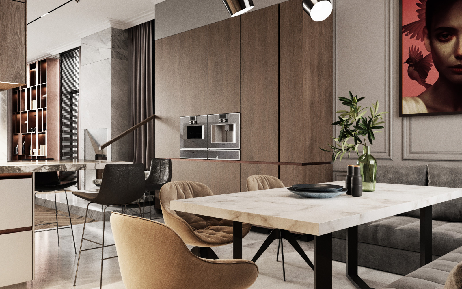 Интерьер апартаментов 200 кв.м