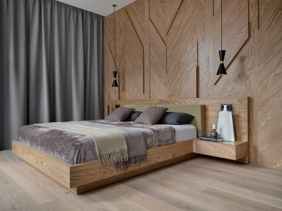 Монохром с деревянными акцентами.Дизайн Анастасия Волчкова.Публикация Elle Decor