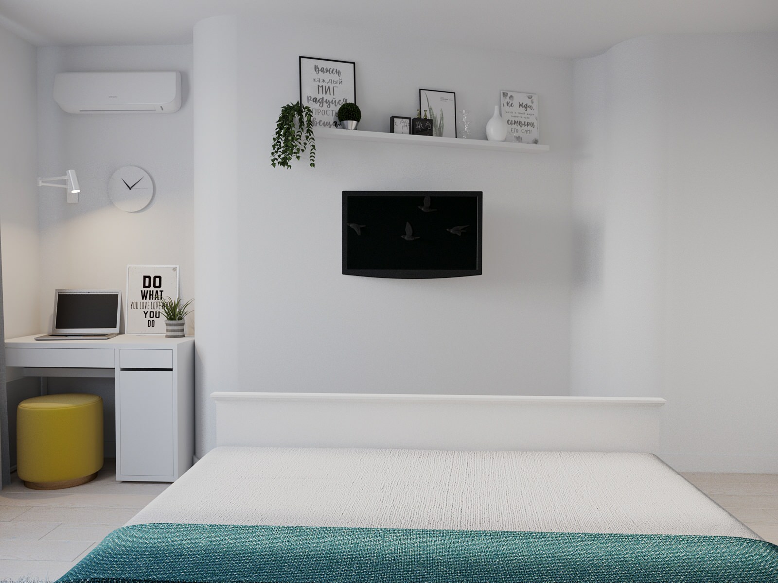 Спальня с гнутой стеной