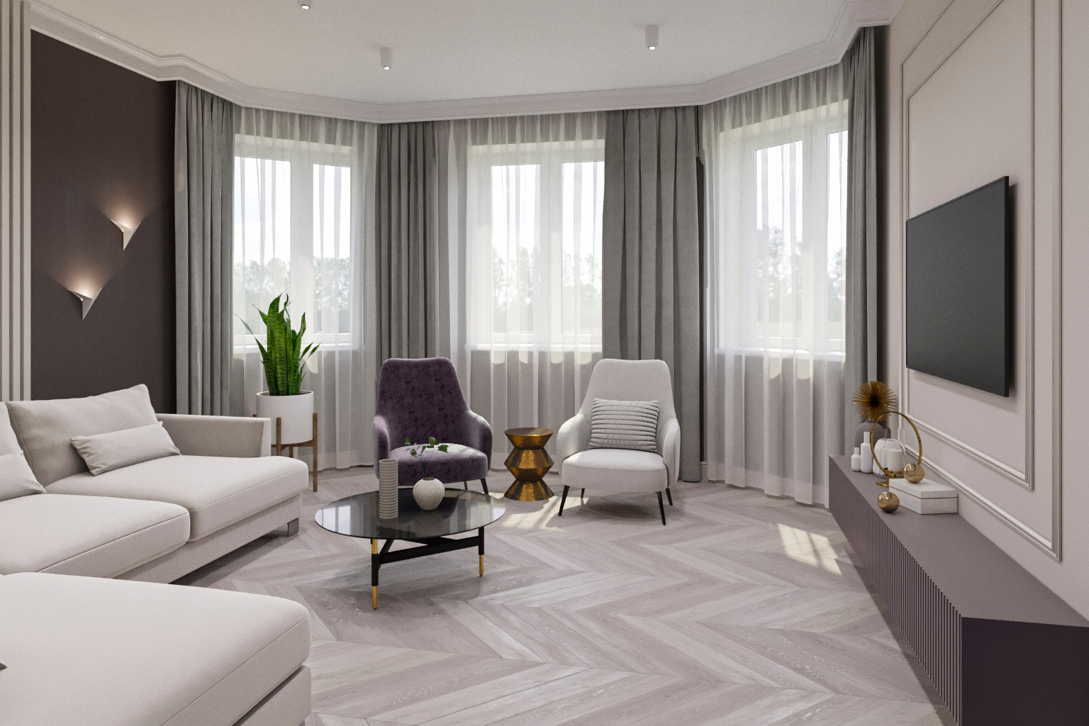 Гостиная с эркером