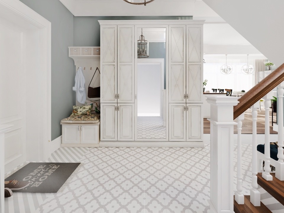 Дизайн гостиной и ванной комнаты в коттедже (Тополиная роща)