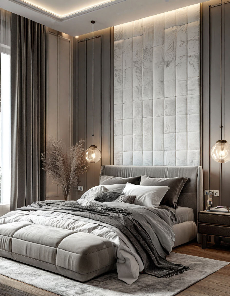 Современные спальни с различным декором и панелями