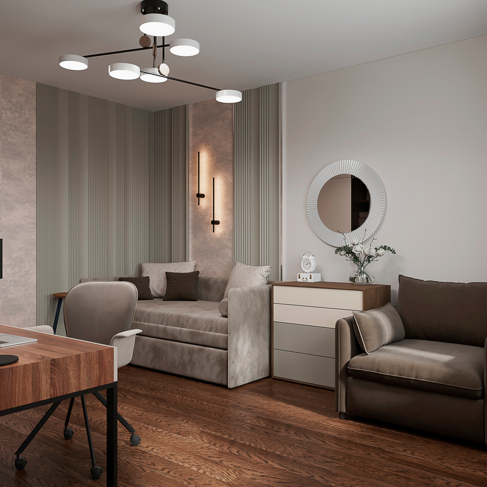 2023г. Интерьер частного дома 350 м2 в г. Новосибирск