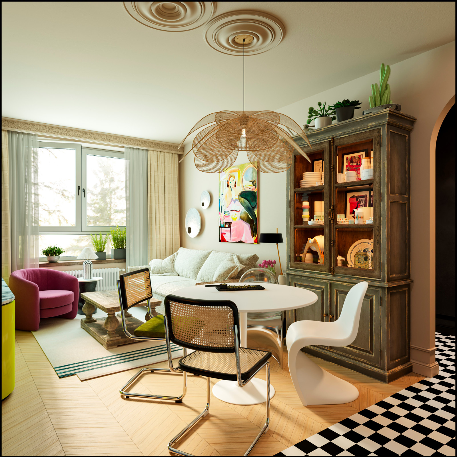 Необычная яркая современная классика на 60 м2 в квартире от ПИК