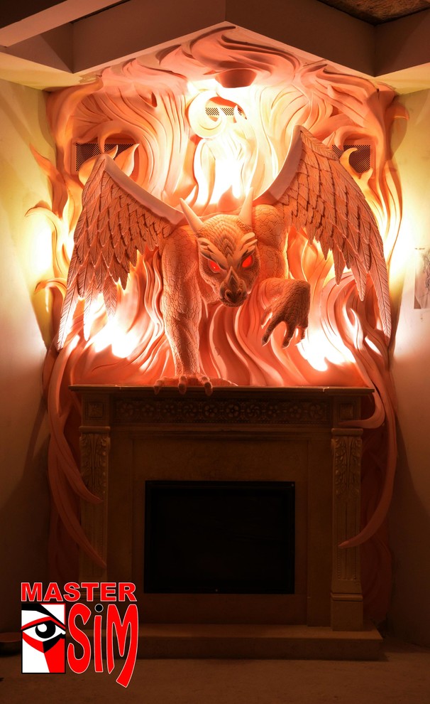 Барельеф камина "Огненный дракон"