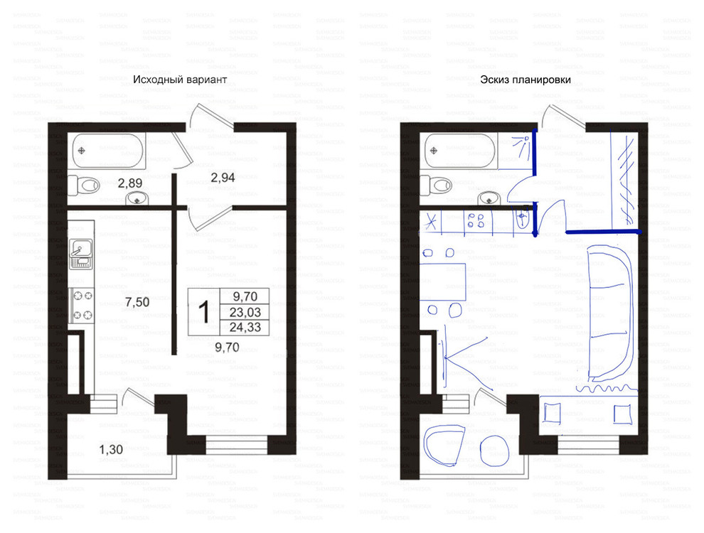 Идеи перепланировки для однокомнатных квартир