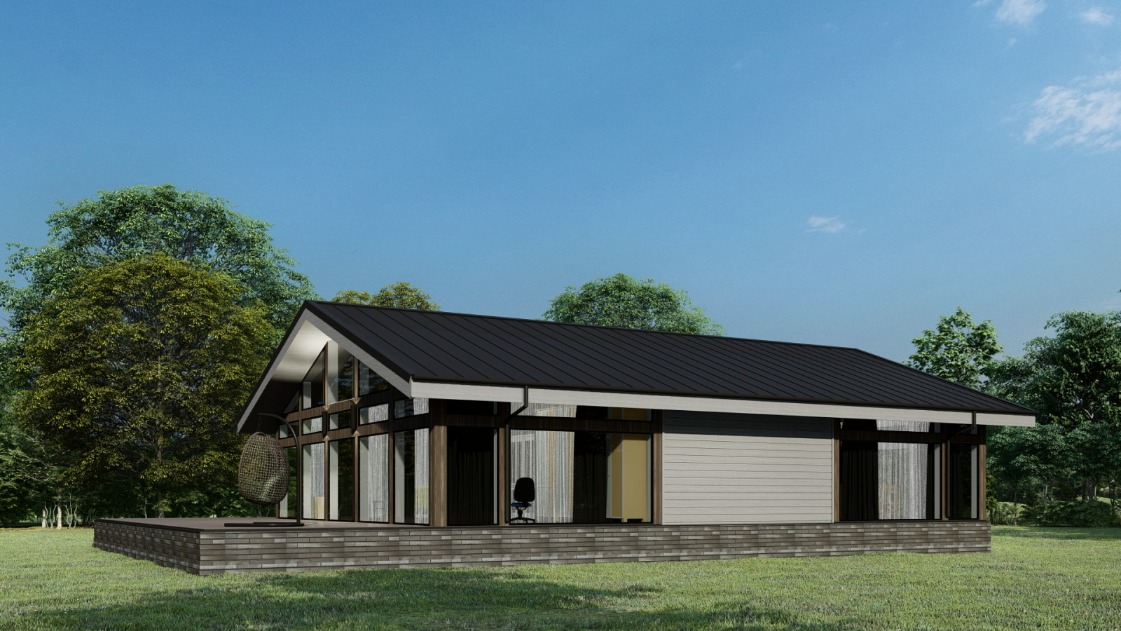 Фахверковый дом с панорамными окнами