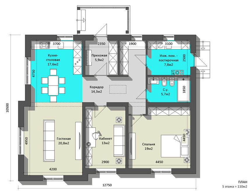 Обложка проекта: • Коттедж 110м2. вблизи дер. Колонтаево, Ногинского района