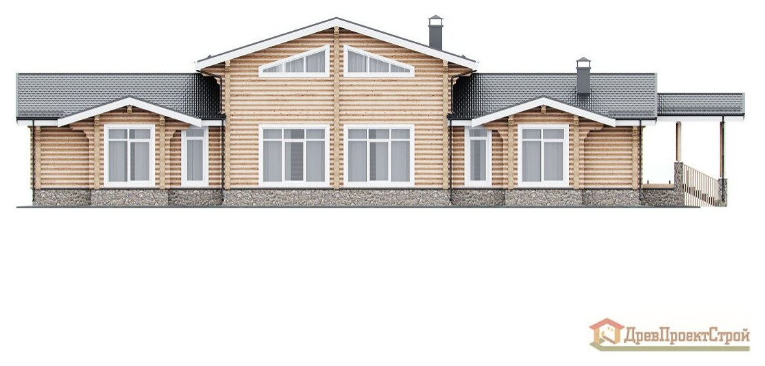 Дом из оцилиндрованных бревен 443,92м². Размеры 27400 х 15630.Проект № 307