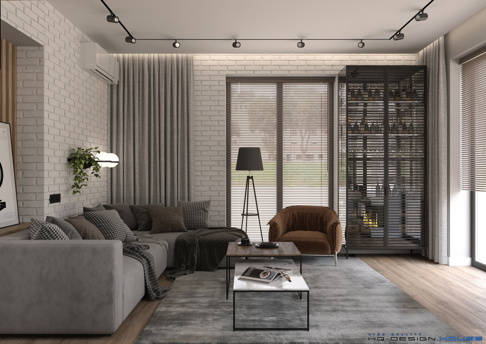 Кухня-гостиная в частном доме в современном стиле с элементами Лофт