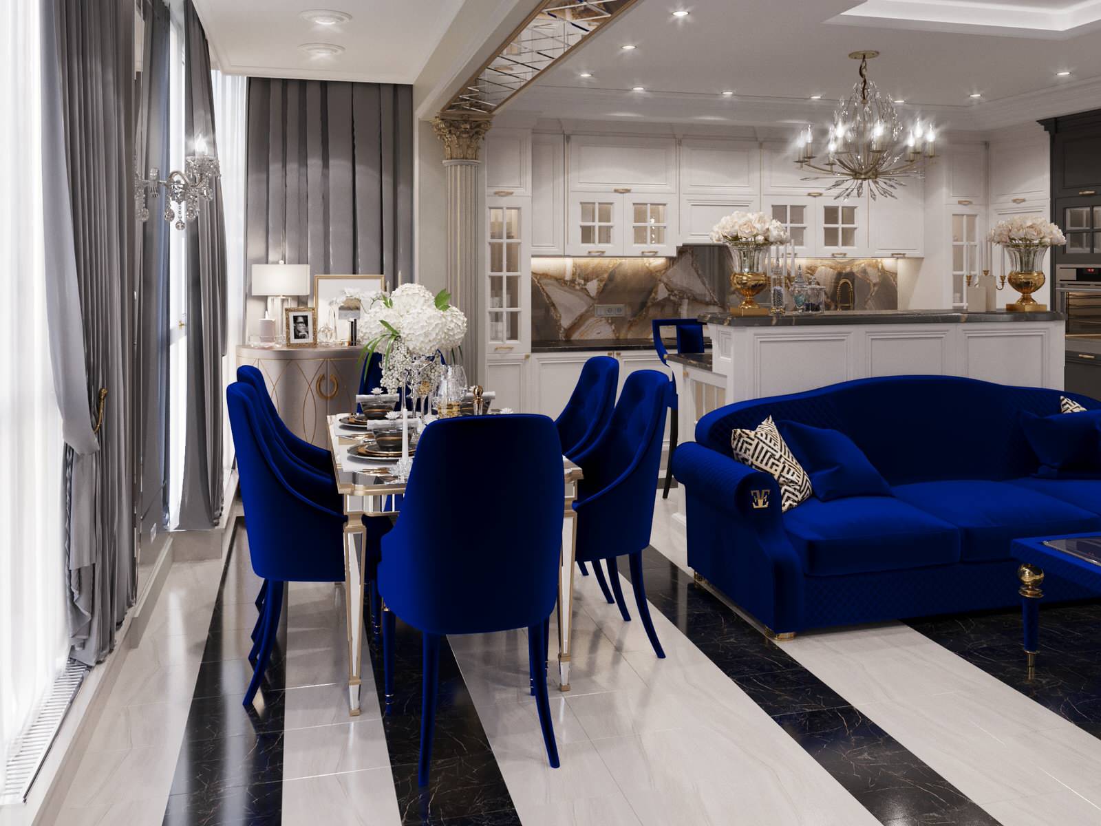 Визуализация кухни-гостиной.