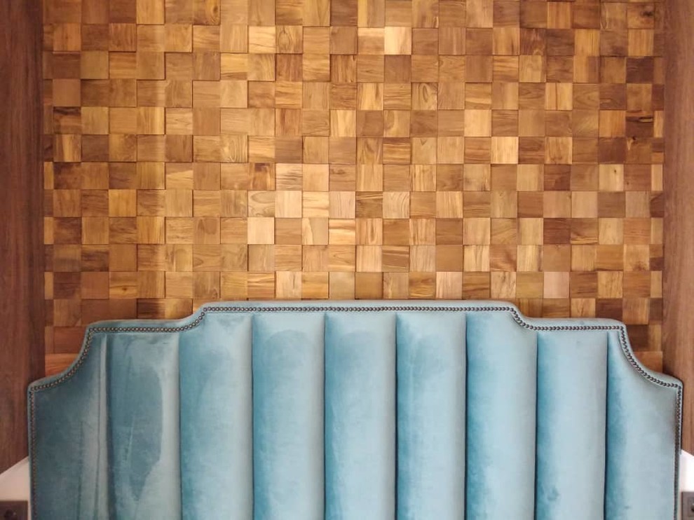 Обложка проекта: Отделка стены 3д панелями в прикроватной зоне