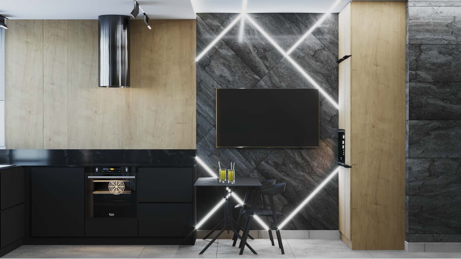 Визуализация гостинной и кухни