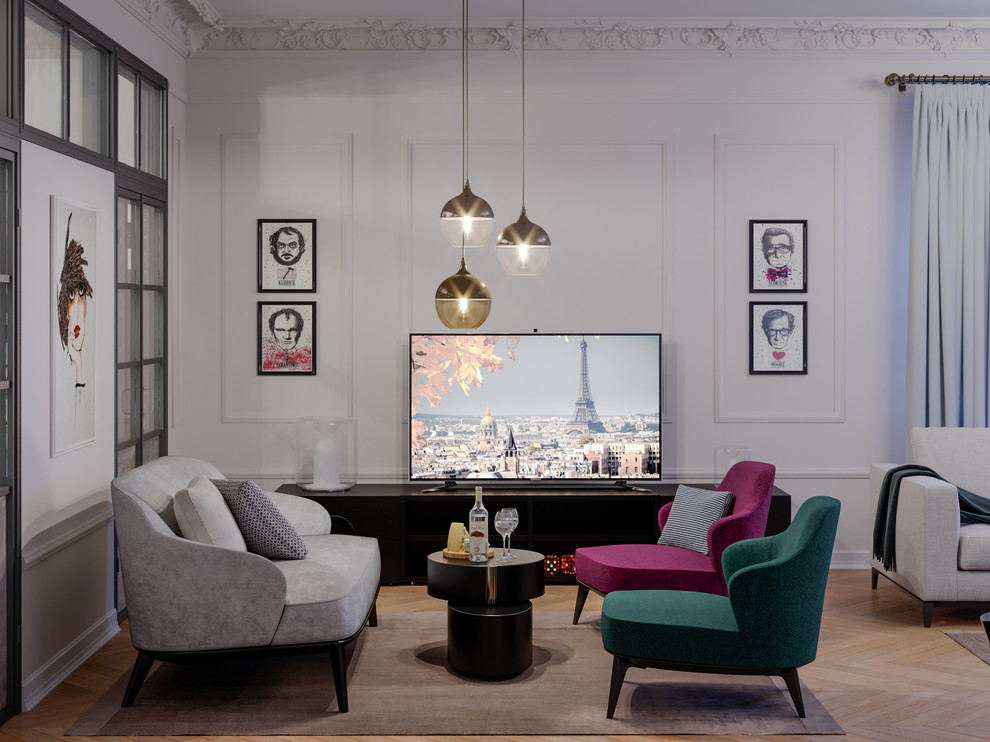 Сталинка на Ломоносовском. Дизайн гостиной в парижском стиле