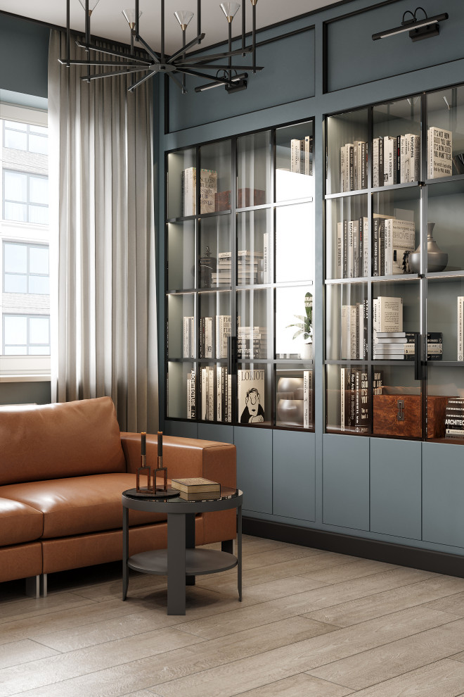 Обложка проекта: Дизайн квартиры в современном стиле. Цветные акценты и библиотека в 90 м. кв.