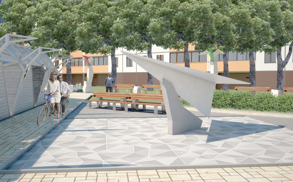 Памятник бумажному самолётику