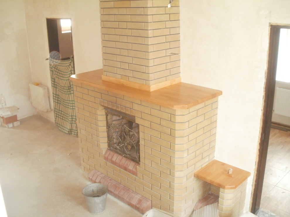 обшивка камина буковым мебельным щитом