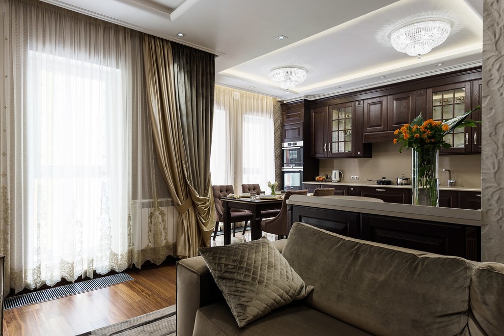 Дизайн кухни совмещенная с гостинной