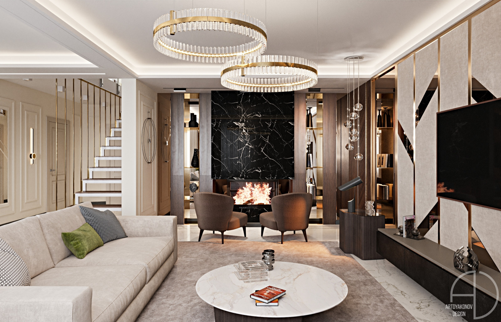 Обложка проекта: Дизайн интерьера загородного дома. Поселок Зеркальный 250 м2