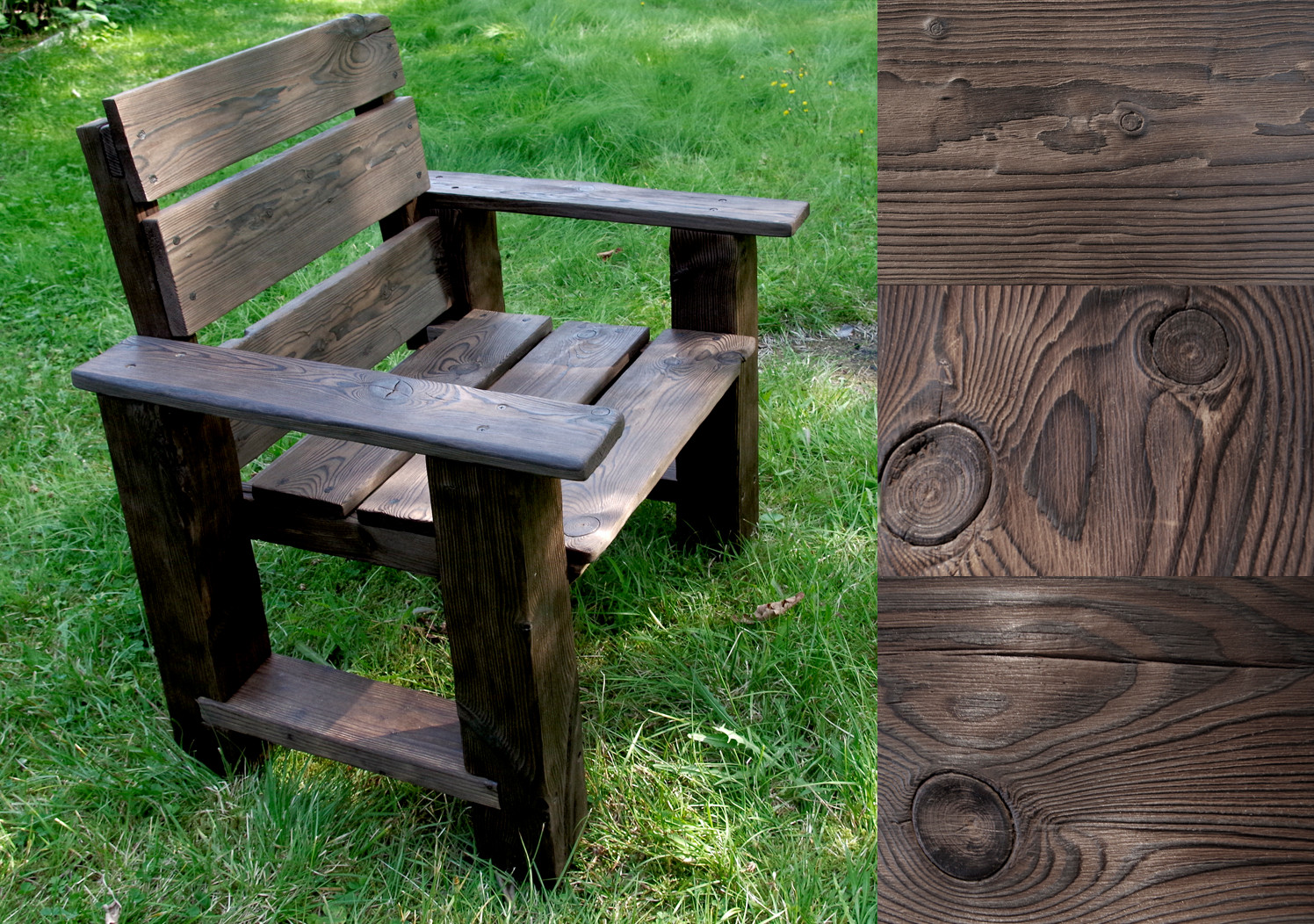 Обложка проекта: Садовая мебель из обожжённой и брашированной древесины.