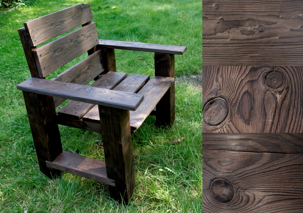 Обложка проекта: Садовая мебель из обожжённой и брашированной древесины.