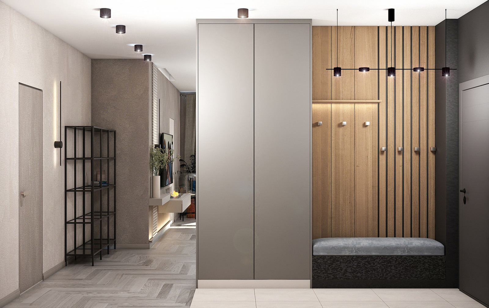 Обложка проекта: Кухня-гостиная с синим диваном