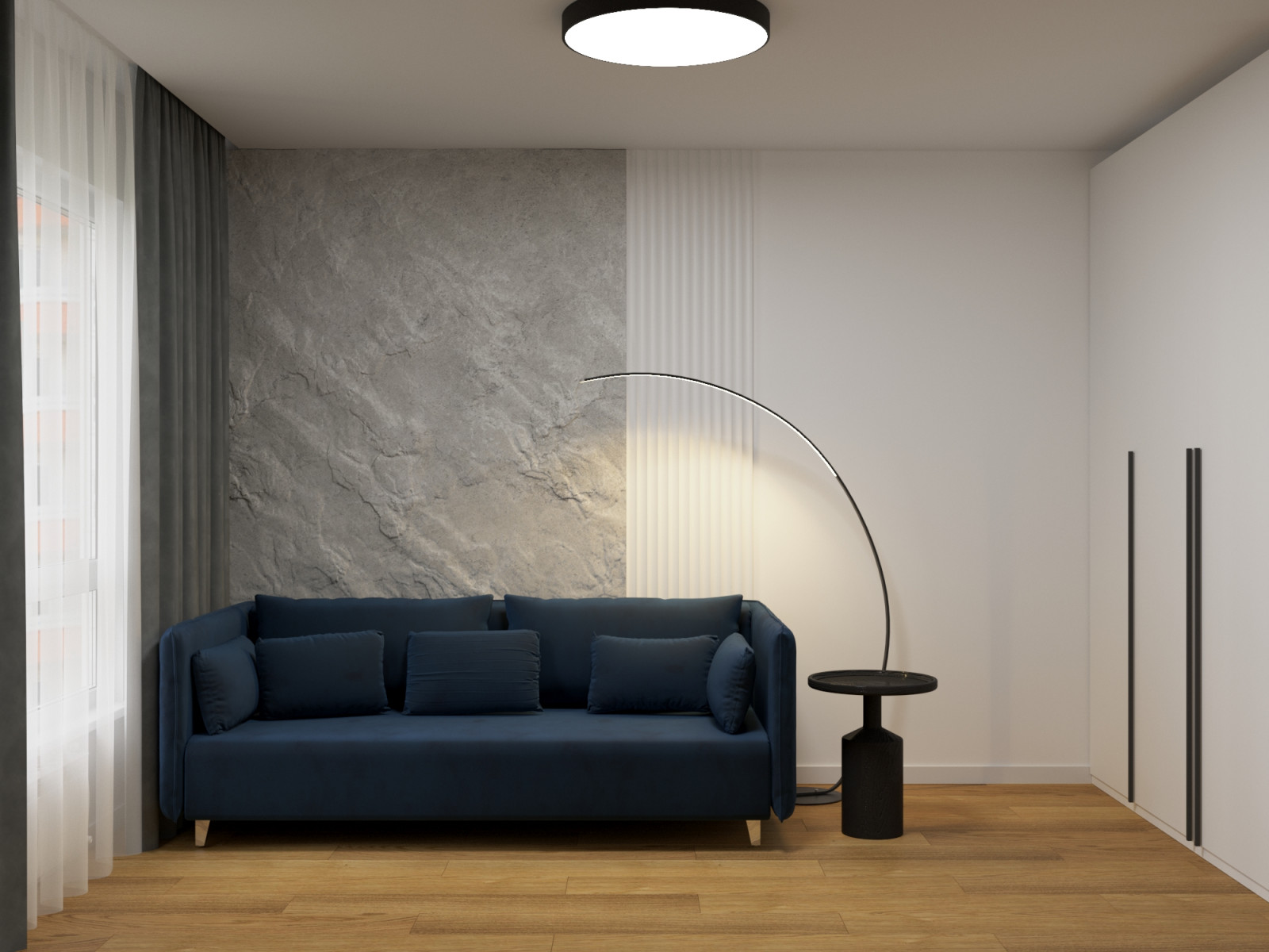 Квартира в современном стиле с синим акцентом