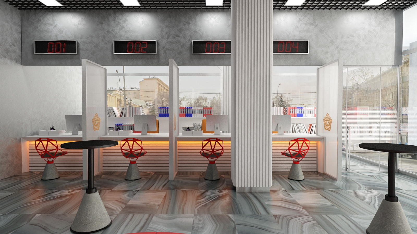 Интерьеры банка  "МИРАФ"