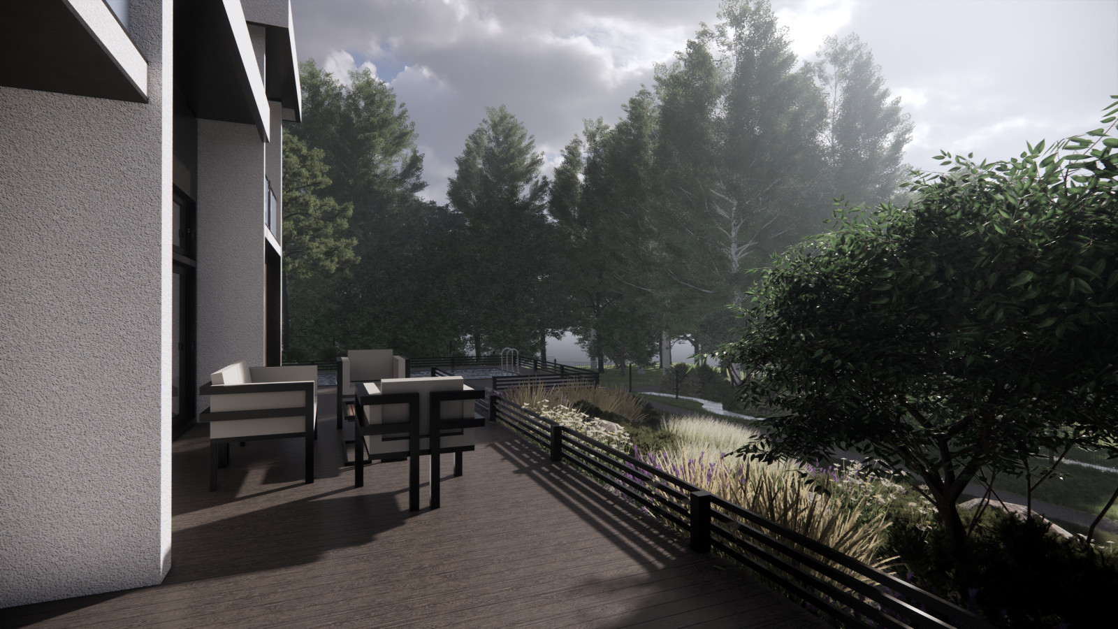 Вид на басейн с террасы