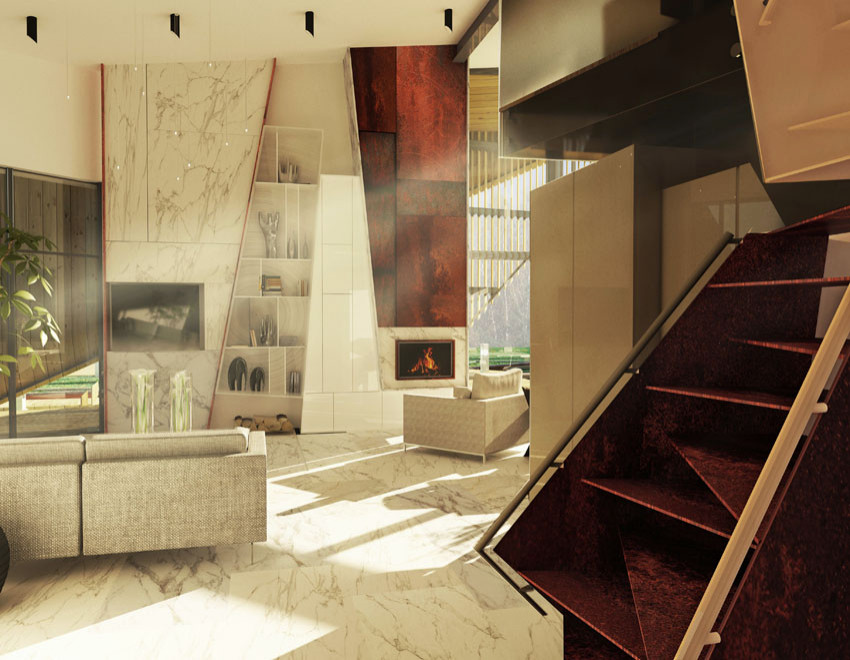 Интерьер “Зимний лес” виллы “Заснеженная крона”