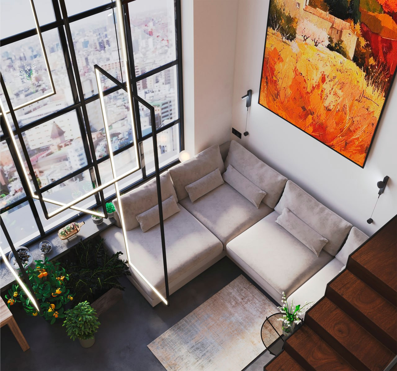 Много воздуха и света. Апартаменты для молодой пары.