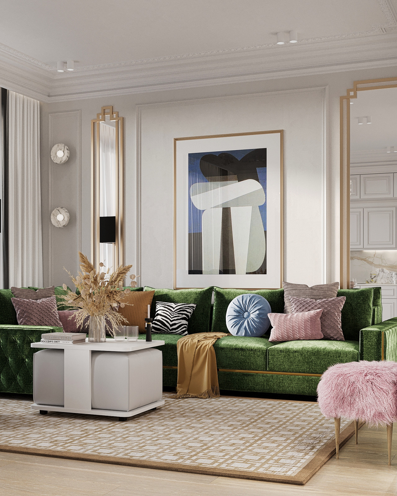 Стильный интерьер с элементами ар-деко в ЖК Петровский квартал на воде - 99 м2