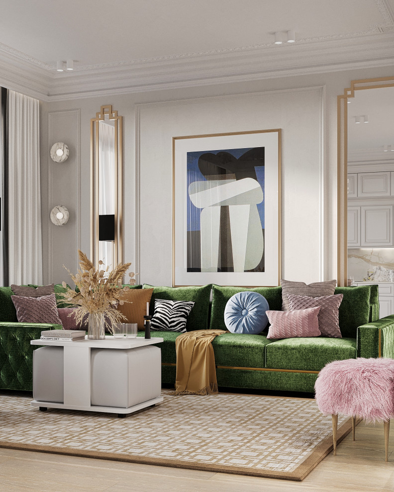 Стильный интерьер с элементами ар-деко в ЖК Петровский квартал на воде - 99 м2