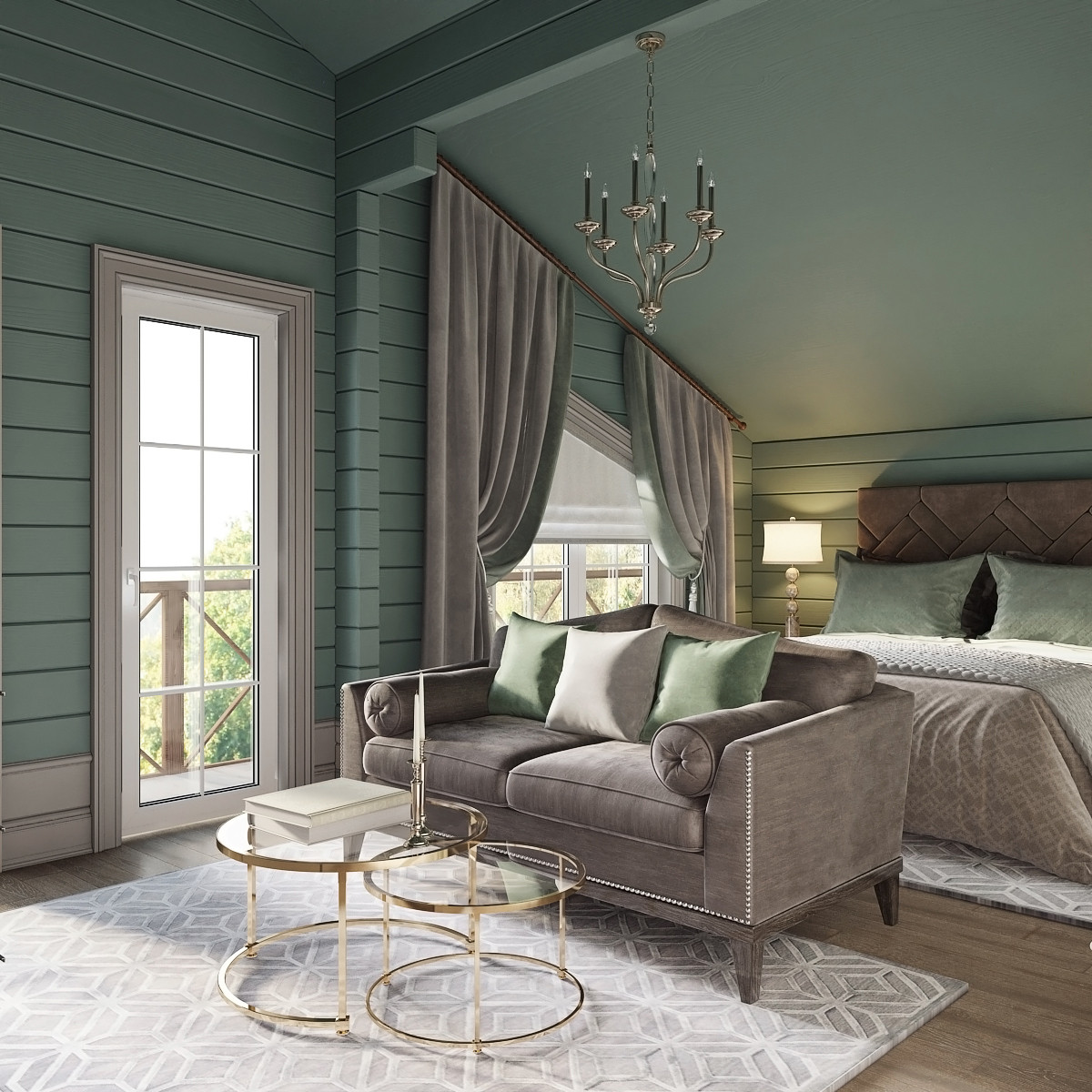 Рабочий проект Дом 200 квм. - Американский стиль. Работа над кухней-гостиной