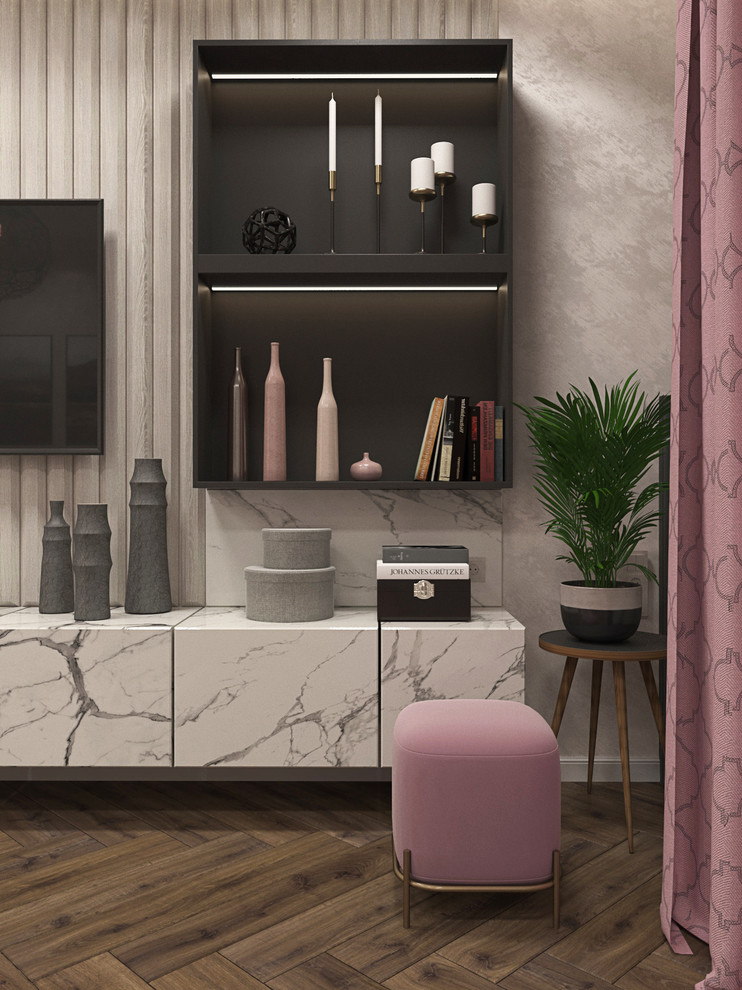 Прихожая с гостиной в однокомнатной квартире