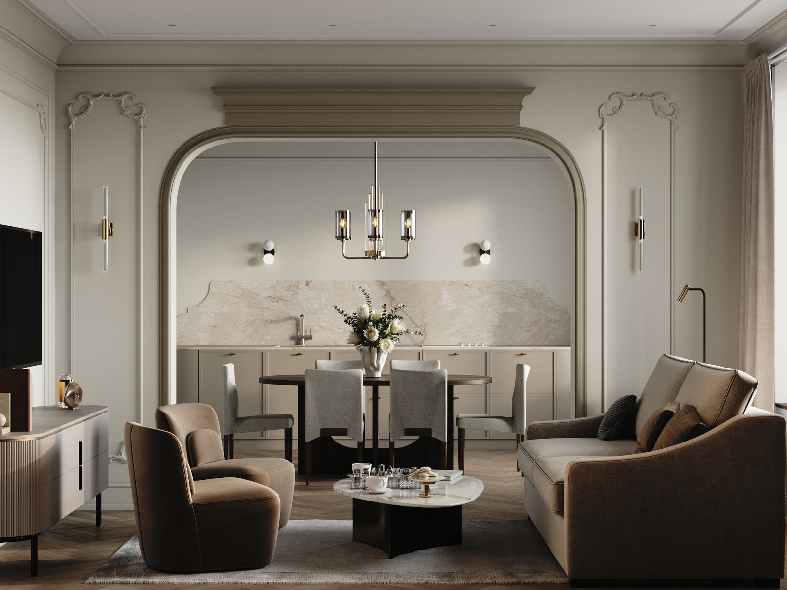 интерьер квартиры для элегантной пары