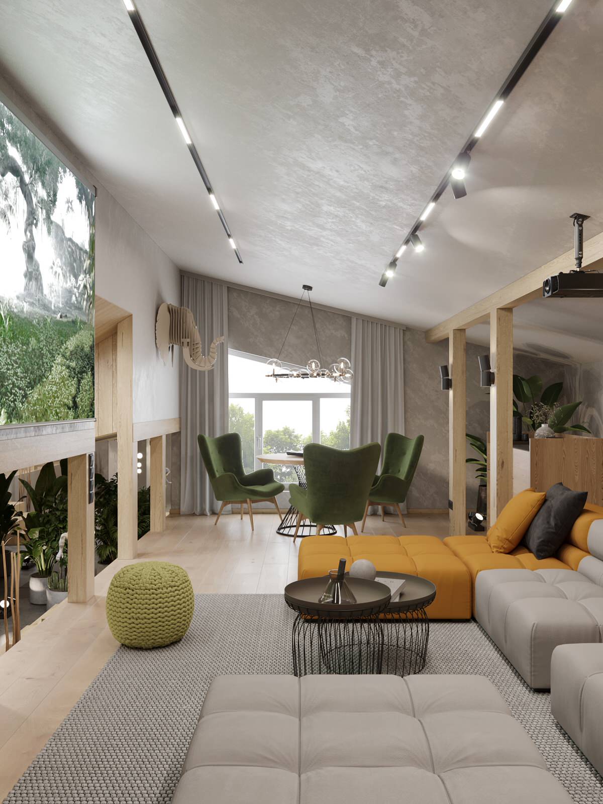 Мансарда в загородном доме, зона отдыха и массажная комната