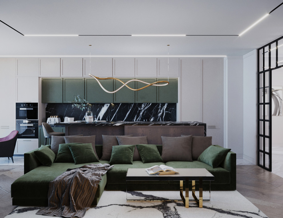 Кухня-гостиная+санузел в стиле Неоклассика