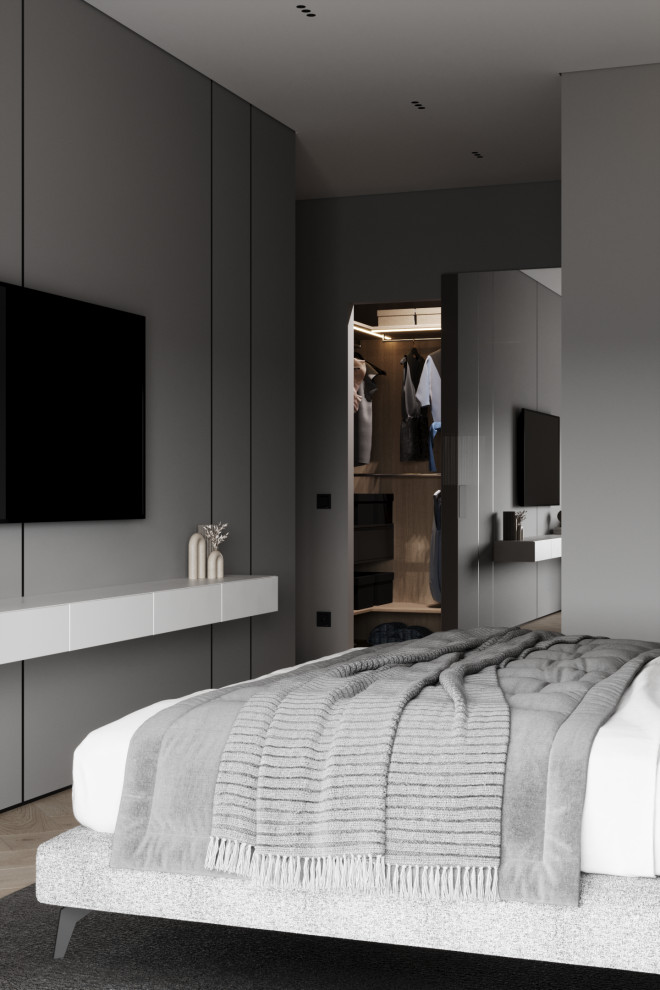 Монохромный интерьер с лёгкими элементами классики