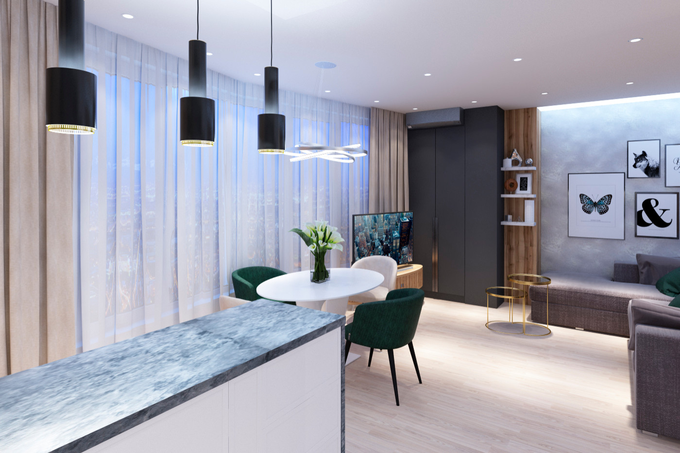 Современный стиль. Квартира 76 м2.