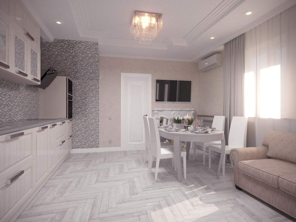 Проект кухни-студии в стиле арт-деко