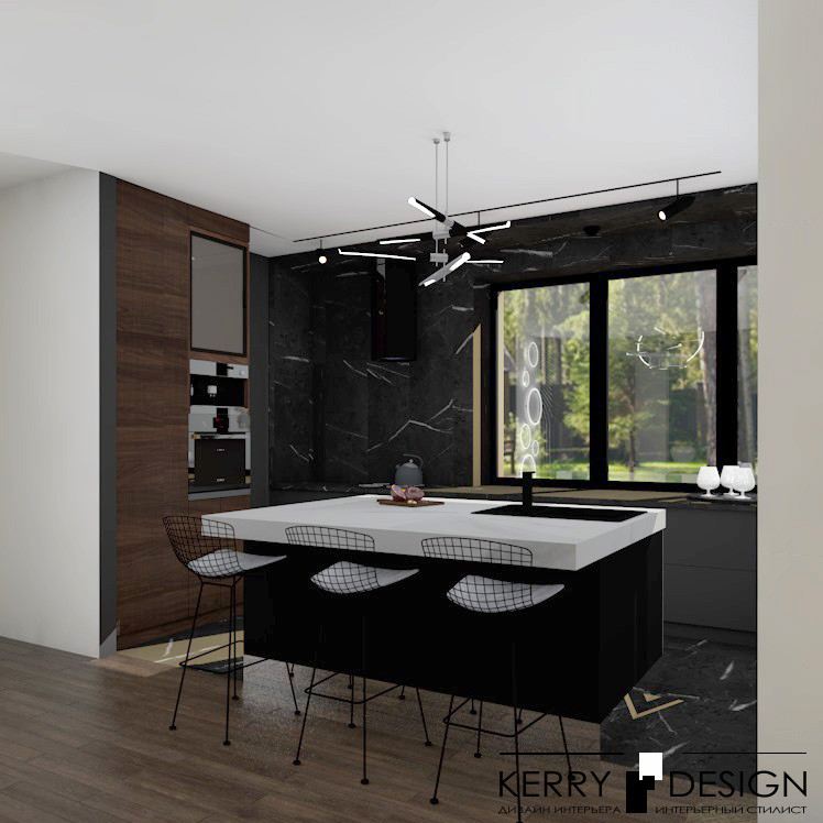 Открытая кухня в частном доме 14 кв м