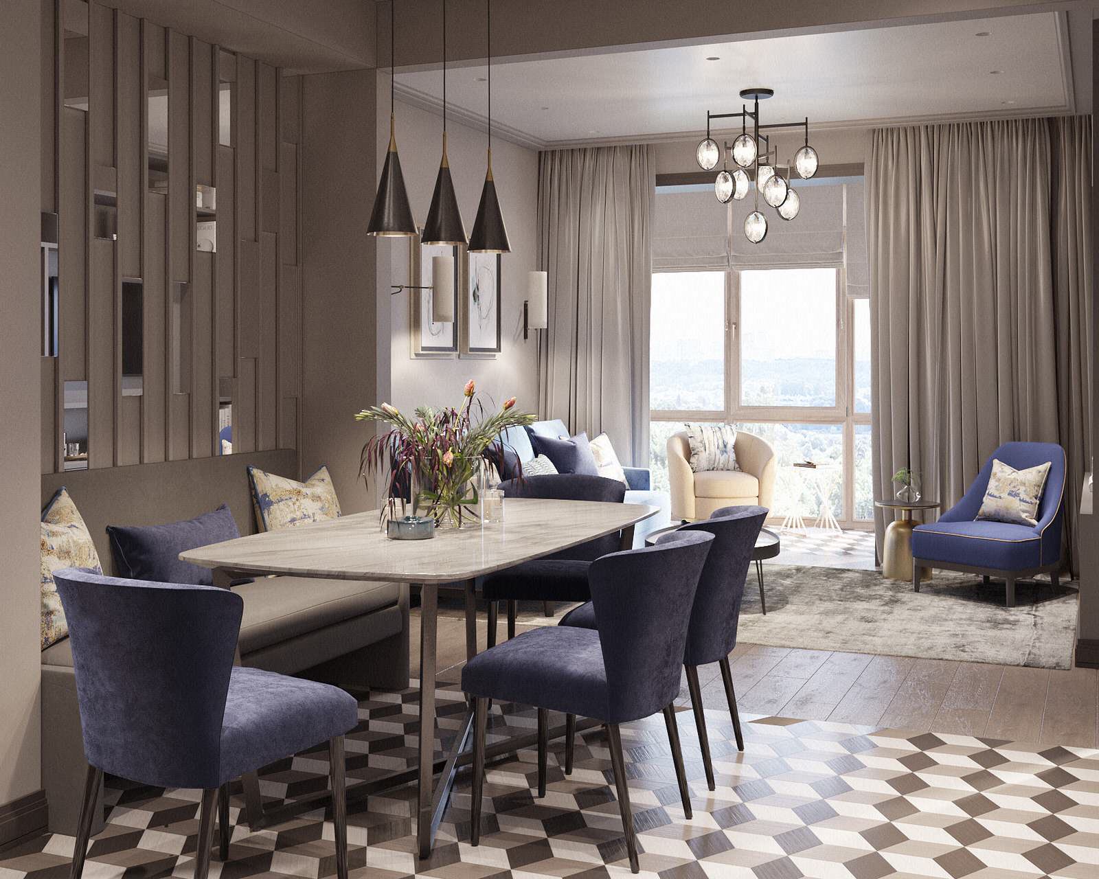 Дизайн трехкомнатной квартиры  в ЖК «Чемпион-парк»