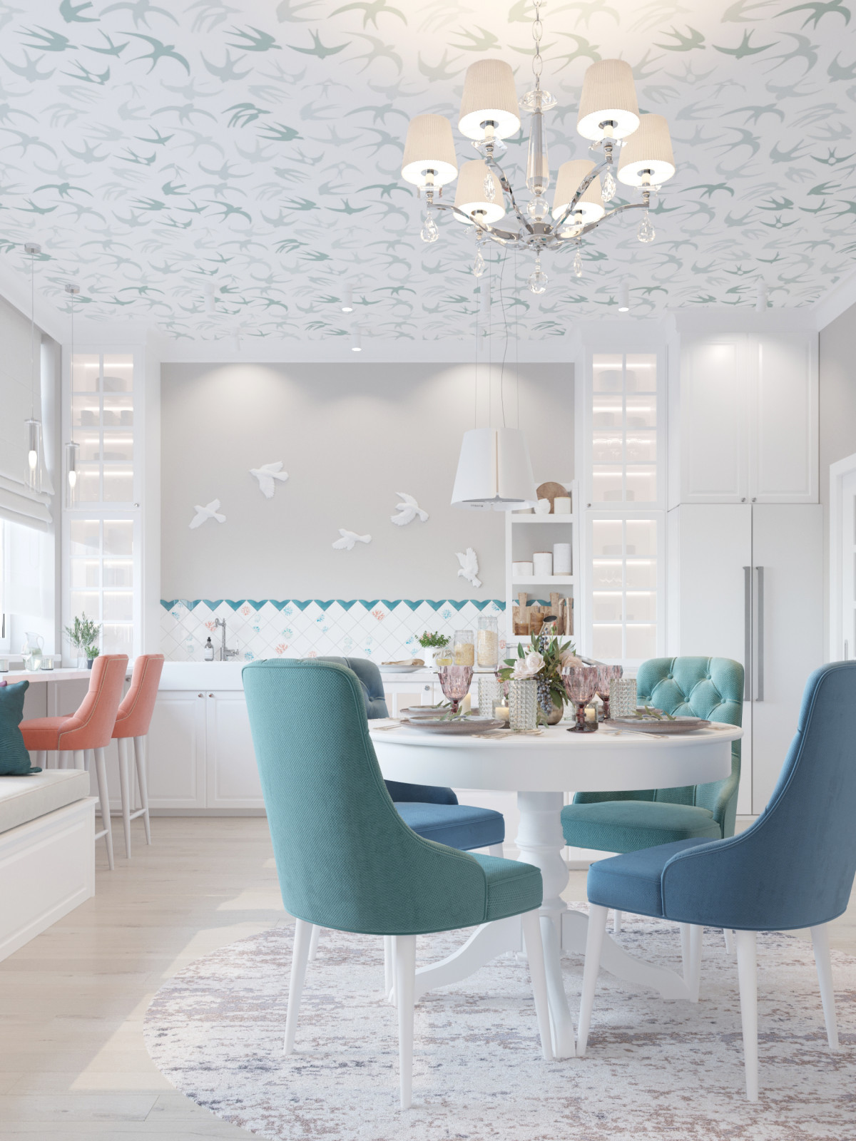 Дизайн санузла и кухни-гостиной