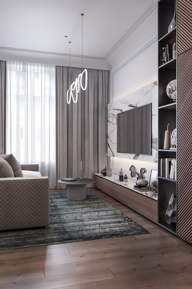 Гостиная совмещённая с кухней