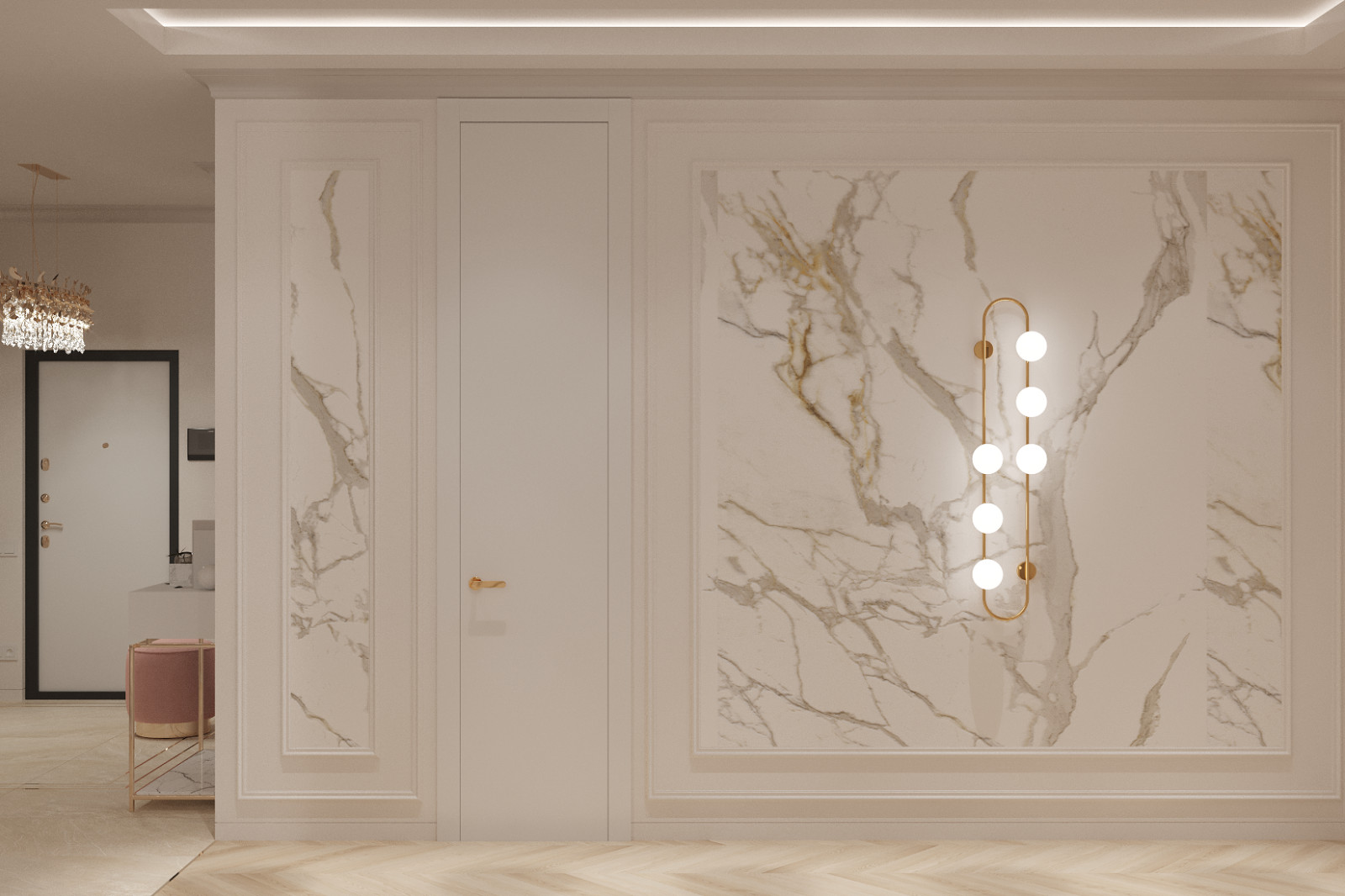 Обложка проекта: Просторная квартира в нежных оттенках со стильными элементами декора