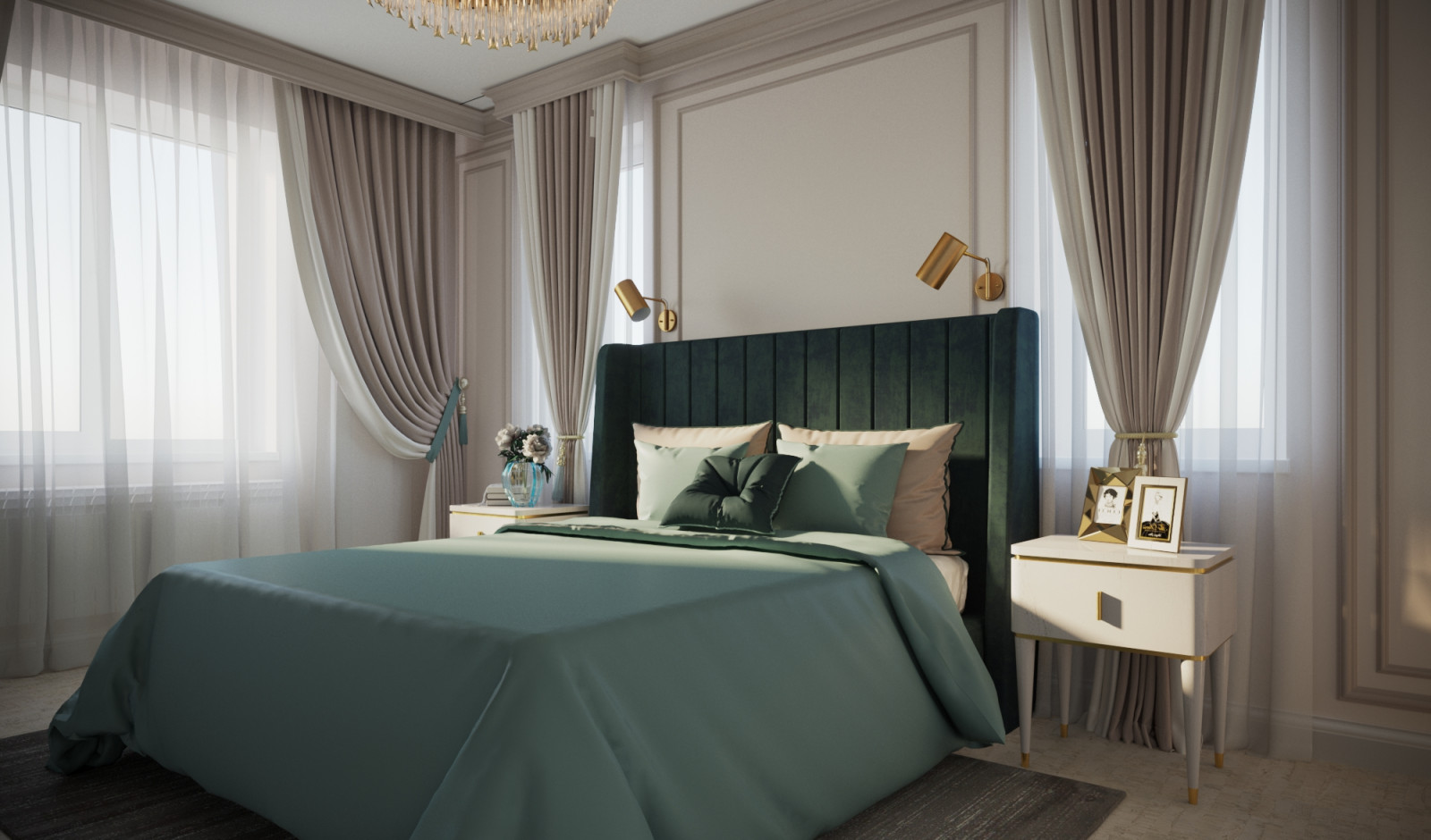 Дом 200 кв.м. _ Современная классика_ Спальня