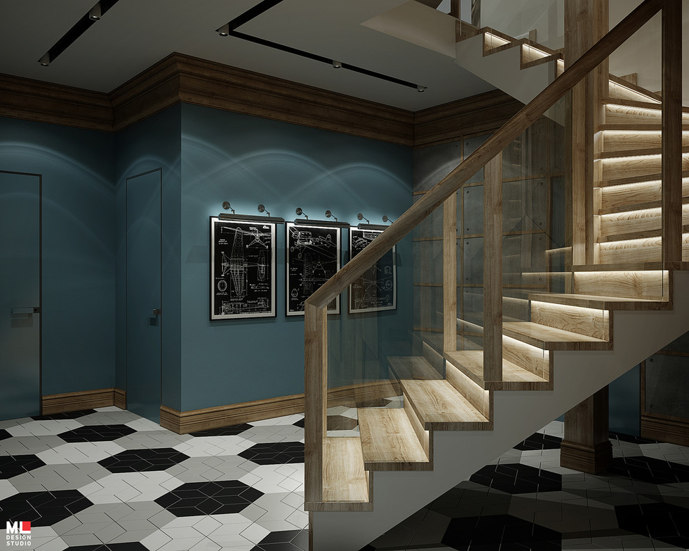 Интерьер трехэтажного дома. Цокольный этаж.